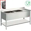 Plonge inox 2 bacs avec gouttoir  droite 1400x700mm DIAMOND - L1421D L1421D