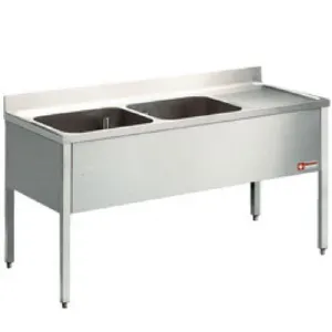 Plonge inox 2 bacs gouttoir  droite 1600x700mm DIAMOND - L1620D-KD L1620D-KD