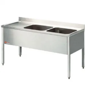 Plonge inox 2 bacs gouttoir  gauche 1600x700mm DIAMOND - L1620S-KD L1620S-KD