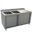 Plonge inox sur meuble 2 bacs avec gouttoir  droite 2000x700mm DIAMOND - L2021D-AS L2021D-AS