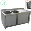 Plonge inox sur meuble 2 bacs avec gouttoir  droite 1600x700mm DIAMOND - L1621D-AS L1621D-AS