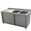 Plonge inox sur meuble 2 bacs avec gouttoir  gauche 2000x700mm DIAMOND - L2021S-AS L2021S-AS