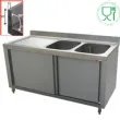 Plonge inox sur meuble 2 bacs avec gouttoir  gauche 2000x700mm DIAMOND - L2021S-AS L2021S-AS