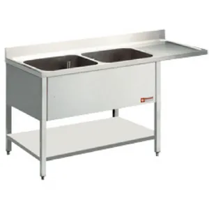 Plonge inox 2 bacs avec gouttoir  droite 1600x700mm DIAMOND - L1621VD L1621VD