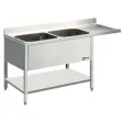 Plonge inox 2 bacs avec gouttoir  droite 1600x700mm DIAMOND - L1621VD