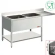 Plonge inox 2 bacs avec gouttoir  droite 1600x700mm DIAMOND - L1621VD L1621VD