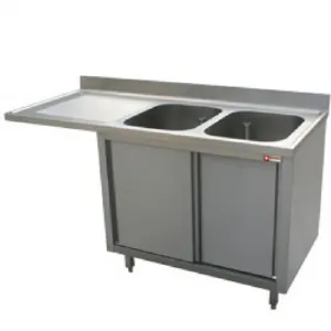 Plonge inox sur meuble 2 bacs avec gouttoir  gauche 1600x700mm DIAMOND - L1621VS-AS L1621VS-AS