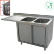 Plonge inox sur meuble 2 bacs avec gouttoir  gauche 1600x700mm DIAMOND - L1621VS-AS L1621VS-AS