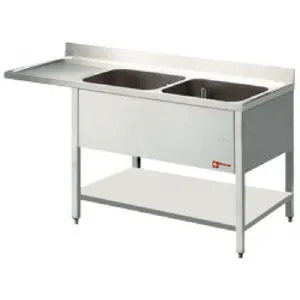 Plonge inox 2 bacs avec gouttoir  gauche 1600x700mm DIAMOND - L1621VS L1621VS