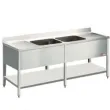 Plonge inox avec 2 bacs et 2 gouttoirs 2200x700mm DIAMOND - L2221