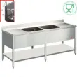 Plonge inox avec 2 bacs et 2 gouttoirs 2400x700mm DIAMOND - L2421 L2421