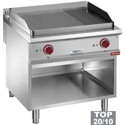 Plancha professionnelle lectrique rainure / lisse en fonte 2 zones sur baie libre DIAMOND profondeur 900mm