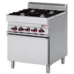 Fourneau 4 feux vifs gaz sur four gaz DIAMOND profondeur 650mm
