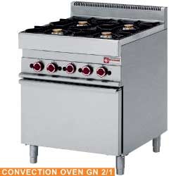 Fourneau 4 feux sur four lectrique GN1/1 DIAMOND profondeur 650mm