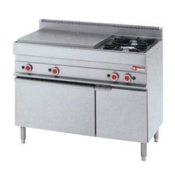 Fourneau 2 feux et plaque coup de feu sur four gaz DIAMOND profondeur 650mm