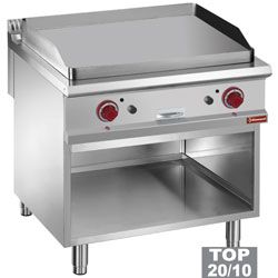 Plancha professionnelle gaz lisse en fonte 2 zones sur baie libre DIAMOND profondeur 900mm