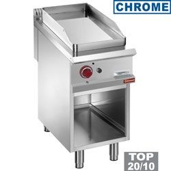Plancha professionnelle gaz lisse en chrome 1 zone sur baie libre DIAMOND profondeur 900mm