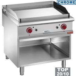 Plancha professionnelle gaz lisse en chrome 2 zones sur baie libre DIAMOND profondeur 900mm