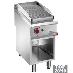 Plancha professionnelle gaz rainure en fonte 1 zone sur baie libre DIAMOND profondeur 900mm