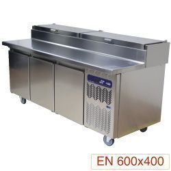 Table de prparation pizza 3 portes avec structure rfrigre inox DIAMOND