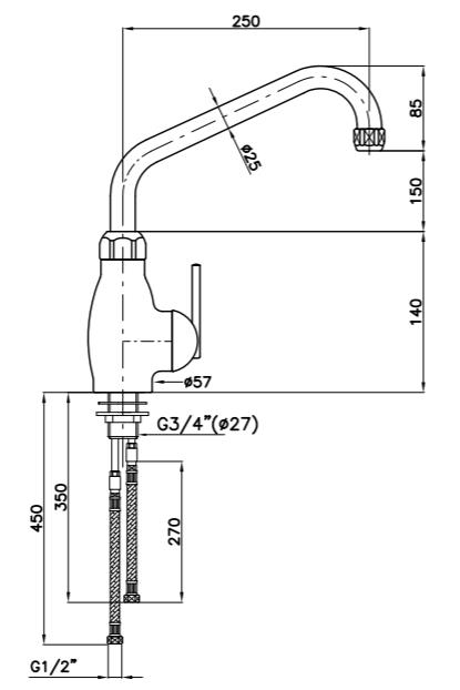 Robinet mitigeur, monocommande Gros debit (Sortie MONO)