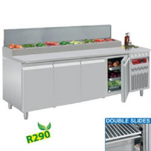 Table réfrigérée de préparation 4 portes avec structure réfrigérée inox DIAMOND DTS-10/R2