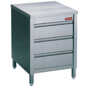 Meuble inox central 3 tiroirs 600x700mm DIAMOND - TACS67/M