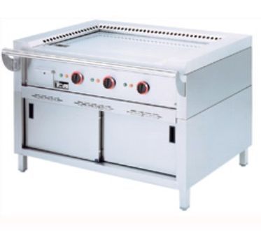 Plancha professionnelle Teppanyaki lectrique 3 zones sur armoire DIAMOND