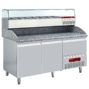 Table pizza 2 portes avec vitrine et 1 tiroir neutre DIAMOND TP23/R2_SX160G/PR2