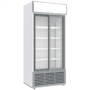 Frigo positif 2 portes coulissantes avec caisson lumineux blanche Diverso by DIAMOND WR-80AC-SW