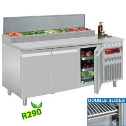 Table réfrigérée de préparation 3 portes avec structure réfrigérée inox DIAMOND DTS-7/R2