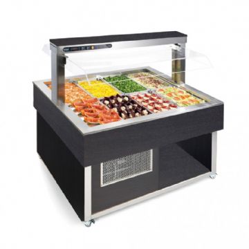 Buffet chauffant bain-marie central carré avec cuve pour bacs GN1/1 AFINOX Buffet chauffant bain-marie central carré avec cuve pour bacs GN1/1 AFINOX