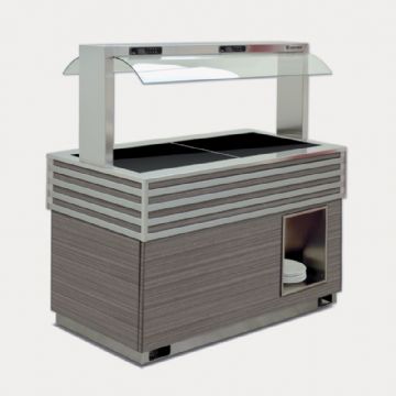 Buffet chauffant avec plaque vitrocéramique central TECFRIGO Buffet chauffant avec plaque vitrocéramique central TECFRIGO