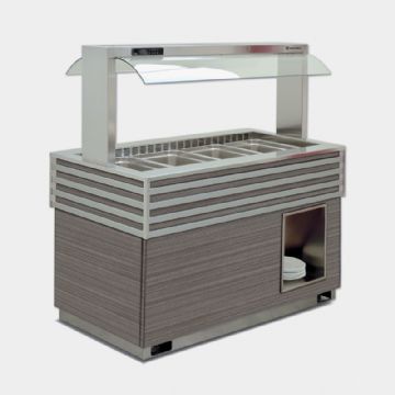 Buffet chauffant bain-marie central avec cuve pour bacs GN1/1 TECFRIGO Buffet chauffant bain-marie central avec cuve pour bacs GN1/1 TECFRIGO
