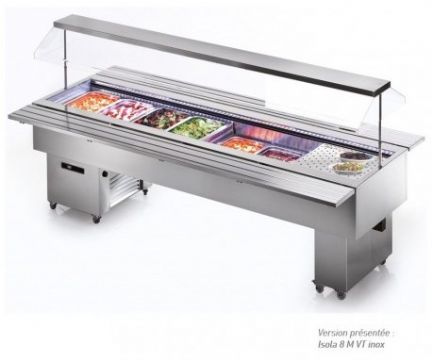 Buffet rfrigr central en inox avec cuve pour bacs GN1/1 TECFRIGO