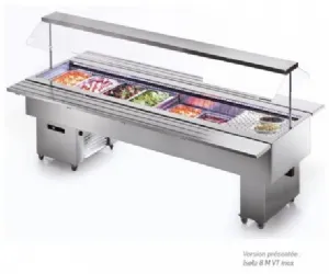 Buffet rfrigr central en inox avec cuve pour bacs GN1/1 TECFRIGO Isola 6 M VT inox