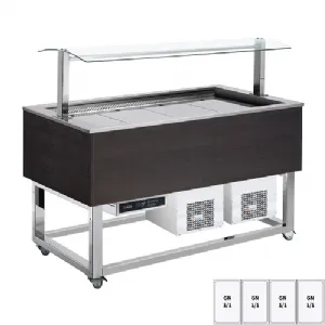 Buffet à froid positif GN 4-1/1 Wenge | REDFOX ES BLUE+ 4W