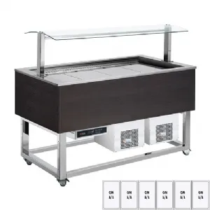 Buffet à froid positif GN 6-1/1 Wenge | REDFOX ES BLUE+ 6W