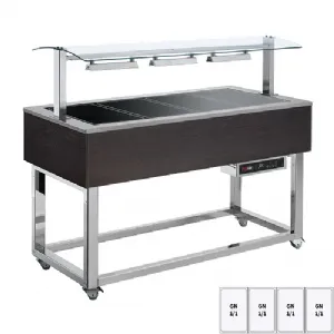 Buffet chauffé, vitrocéramique GN 4-1/1 Wenge | REDFOX ES BROWN+ 4W