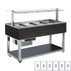 Buffet à froid positif GN 6-1/1 Wenge | REDFOX ES GREEN+ 6W