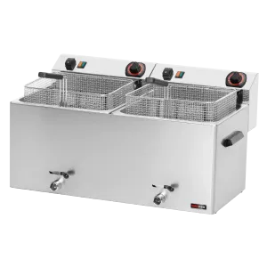 Friteuse électrique double 0,74 kW/l, 11+11 l TOP avec robinet de vidange 400 V | REDFOX FE 1010 T