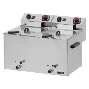 Friteuse électrique double 0,75 kW/l, 8+8 l TOP avec robinet de vidange 400 V | REDFOX FE 77 VT