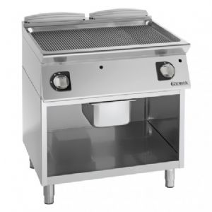 Plancha professionnelle gaz acier chrome rainure 800 GIORIK