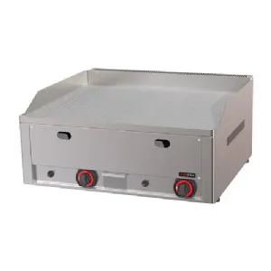 Plaque de cuisson 65x48 à gaz chrome durable rainurée et lisse TOP | REDFOX FTHRC 60 G