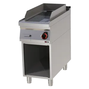 Plaque de cuisson 31x65 électrique chromée nervurée avec soubassement | REDFOX FTRC 90/40 E