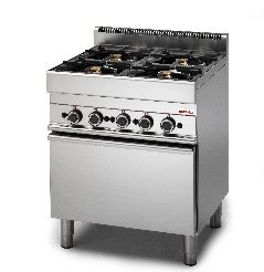 Fourneau gaz 4 feux vifs sur four gaz statique MODULAR