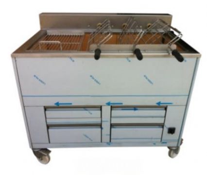 Barbecue en inox au Charbon Industriel professionnel  2 grilles rotatives + 1 grille fixe IMPORMARTINHO
