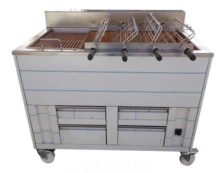 Barbecue en inox au Charbon Industriel professionnel 6 grilles rotatives + 1 grille fixe IMPORMARTINHO