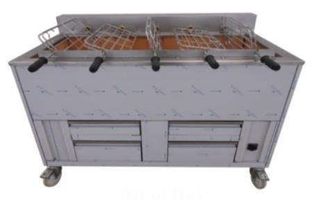 Barbecue en inox au Charbon Industriel professionnel 5 grilles rotatives IMPORMARTINHO