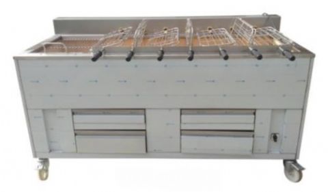 Barbecue en inox au Charbon Industriel professionnel 10 grilles rotatives + 1 grille fixe IMPORMARTINHO